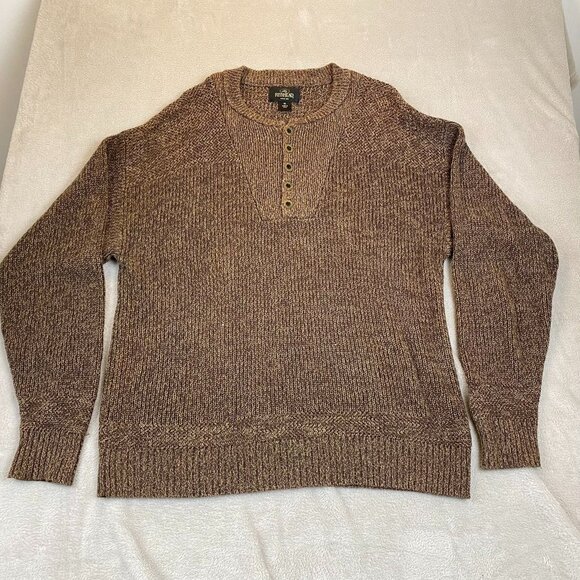 Redhead Mens Henley Sweater XL Cotton/Acrylic Blend Brown Textured Knit - Picture 11 of 12
